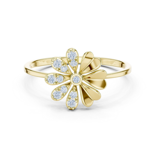 Eye Catchy Floral Shape Lab Created Diamond Ring For Women