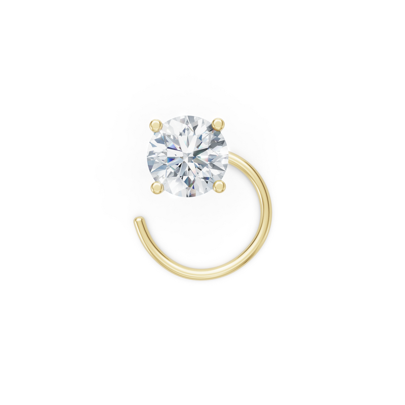 Wired Nosepin With Single Stone 20 Cents Round Lab Diamond