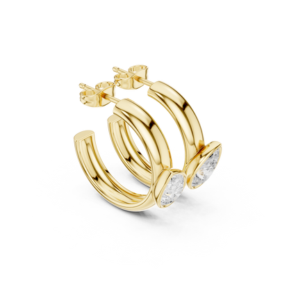 Pear Elegance Lab Grown Diamond Huggie Earrings