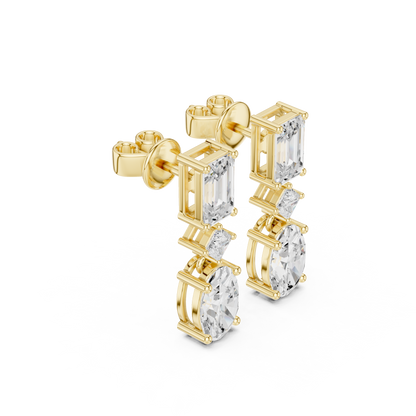 Trivelle Three Step Multi Shape Lab Diamond Earrings