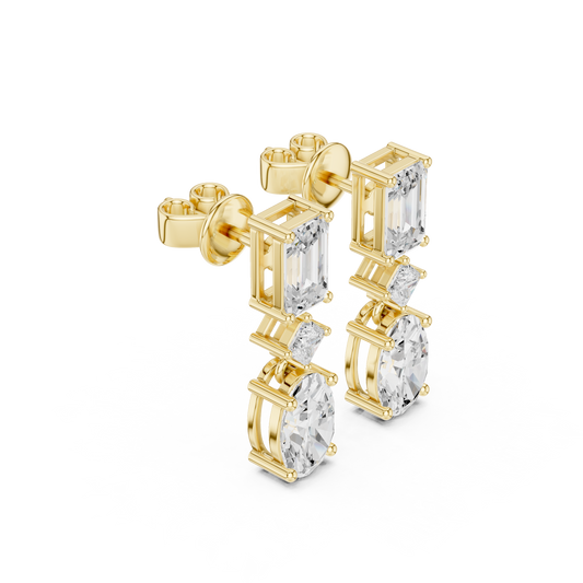 Trivelle Three Step Multi Shape Lab Diamond Earrings
