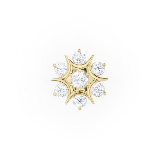 Diamond Nosepin with Floral Starburst 30 Pointer Lab Grown Round Diamonds