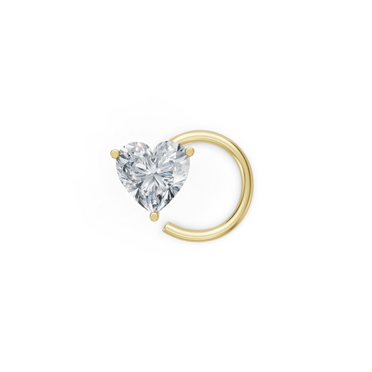 Tiny Heart Solitaire Wire Nosepin With Lab Diamond