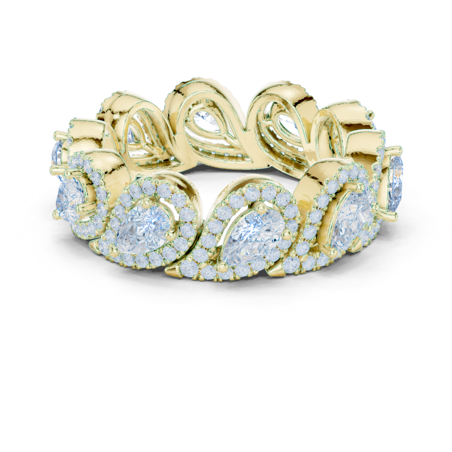 Iconic Pear Lab Diamond Halo Band Ring for Women & Girls