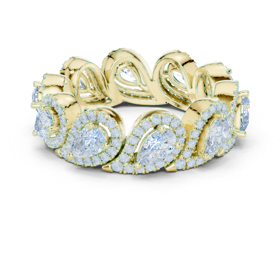 Iconic Pear Lab Diamond Halo Band Ring for Women & Girls