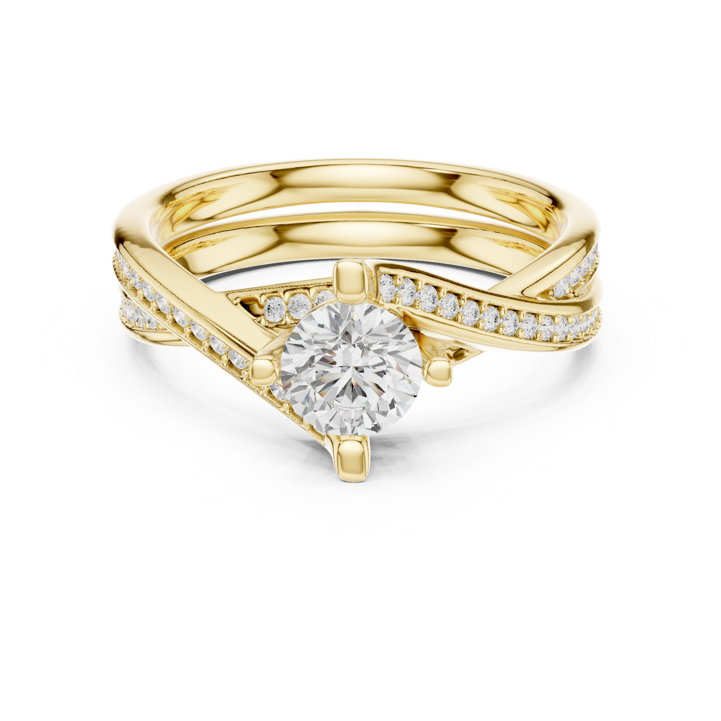 Sculpted Shine Split Band Forever Solitaire Lab Diamond Ring