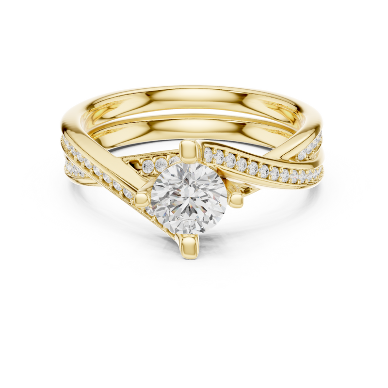 Sculpted Shine Split Band Forever Solitaire Lab Diamond Ring
