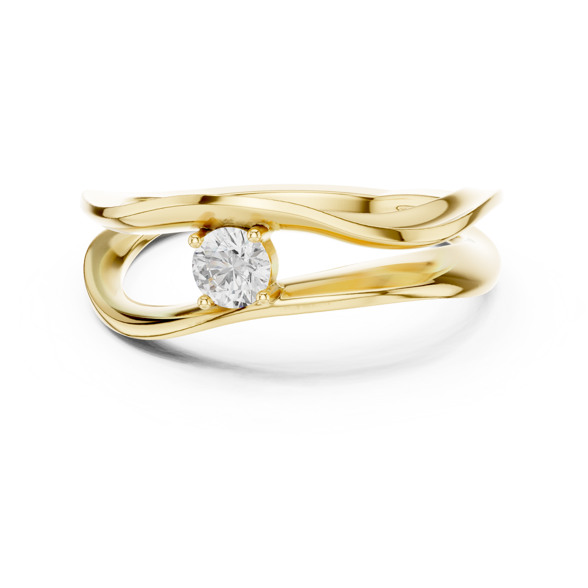 Bypass Stylish OfficeWear Lab Diamond Ring in Yellow Gold