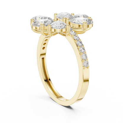 Gleaming Large Flower Lab Diamond Ring For Women