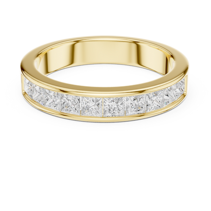 Princess Cut Channel Set Half Eternity Ring in 1 Carat Lab Diamond