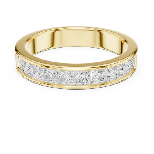 Princess Cut Channel Set Half Eternity Ring in 1 Carat Lab Diamond