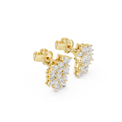 Sparkly Crystal Leaf Lab Diamond Bridal Earrings For Weddings
