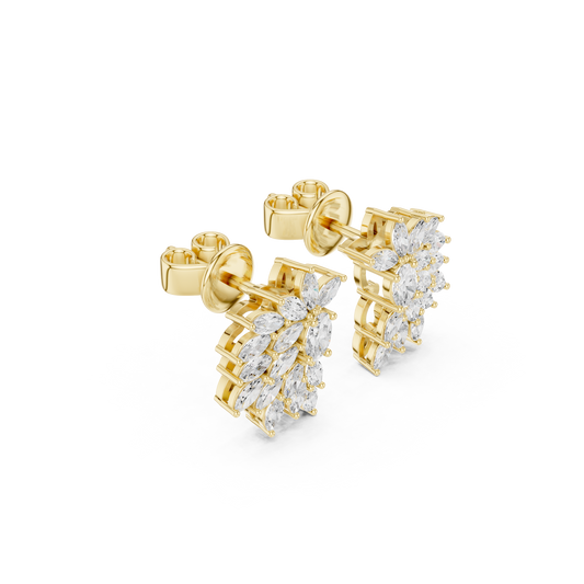 Sparkly Crystal Leaf Lab Diamond Bridal Earrings For Weddings