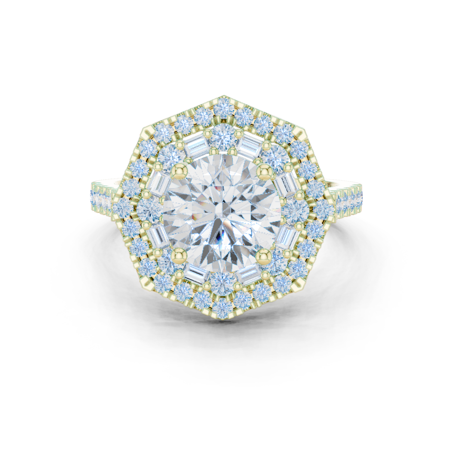 Double Halo 1.5 Carat Round Shining Lab Diamond Engagement Ring