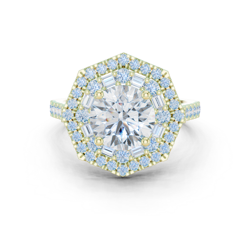 Double Halo 1.5 Carat Round Shining Lab Diamond Engagement Ring