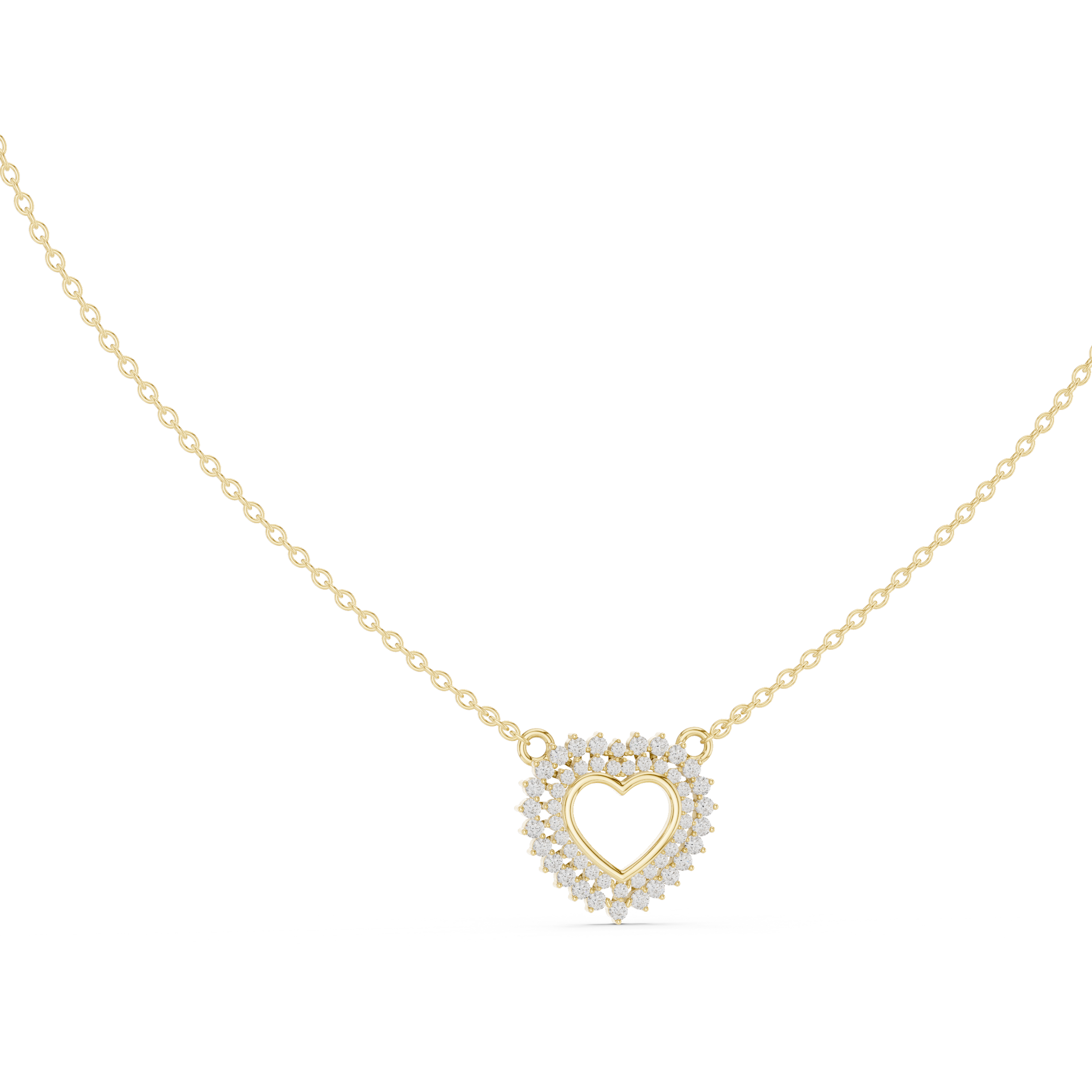 Twinkling Halo Heart Pendant Lab Diamond Necklace