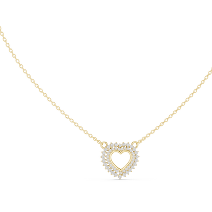 Twinkling Halo Heart Pendant Lab Diamond Necklace
