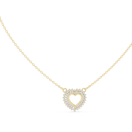 Twinkling Halo Heart Pendant Lab Diamond Necklace