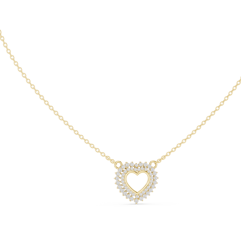 Twinkling Halo Heart Pendant Lab Diamond Necklace