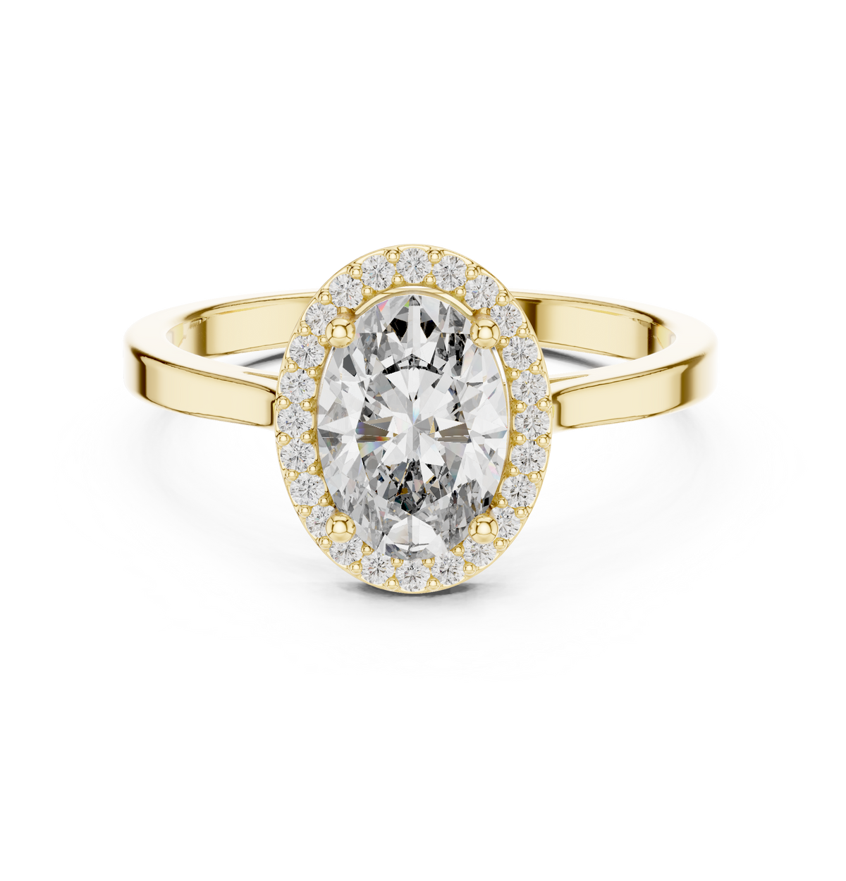 1 Carat Oval Shape Lab Diamond Engagement Ring With Timeless Beauty in Yellow Gold