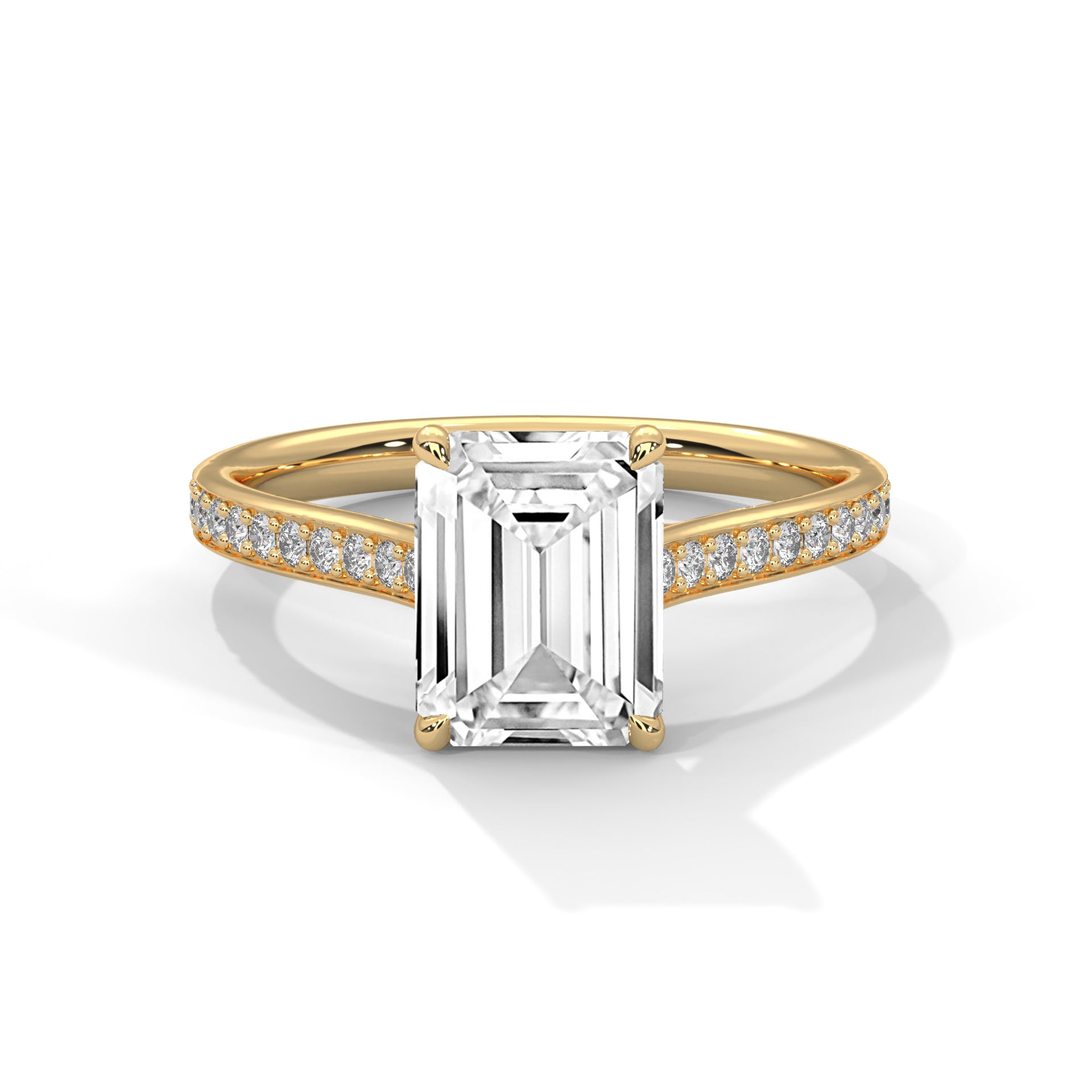 Celestial Emerald Spark Lab Diamond Ring – 2 Carat Solitaire with Pavé Side Band for Women