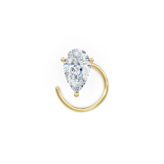 Stylish Pear Shaped 10 Pointer Lab Diamond Nosepin For Girls