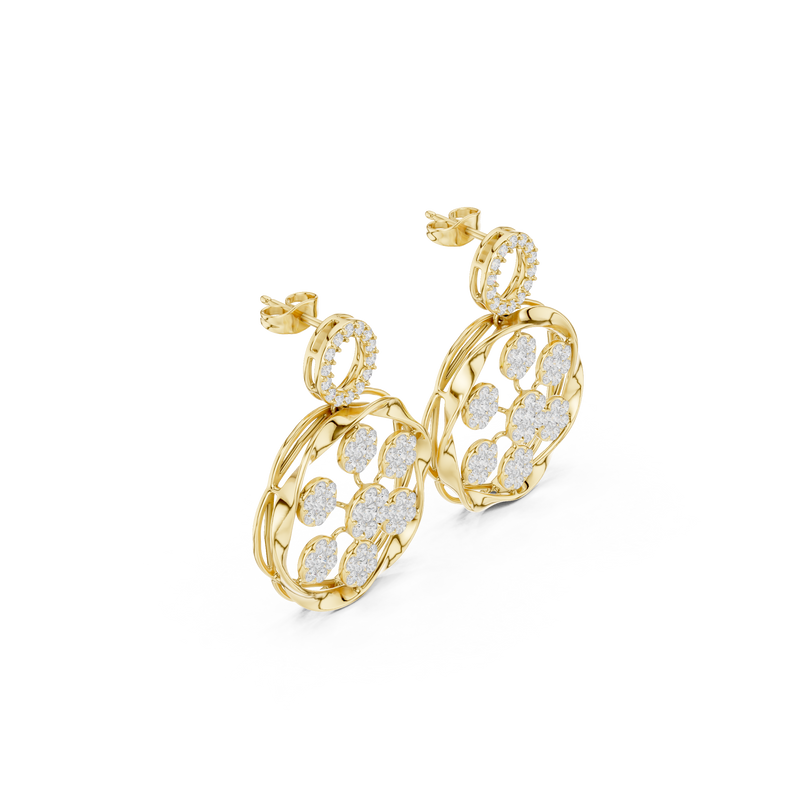 Heritage Bloom Lab Diamond Designer Earrings for Women