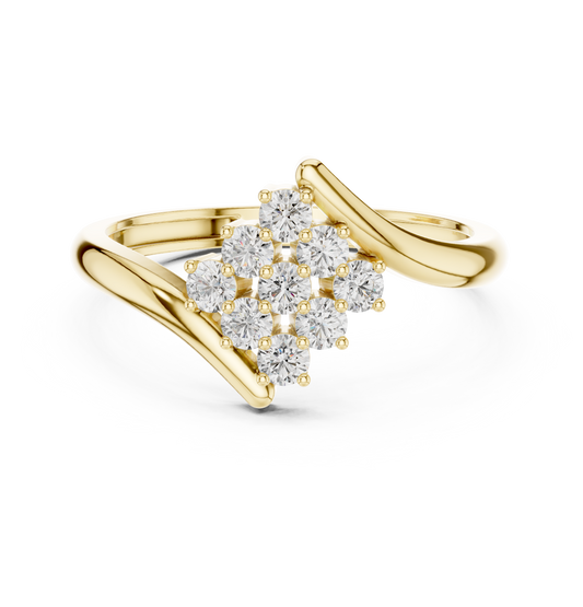 Intricate Sparkle Minimal Bypass Cluster Lab Diamond Ring
