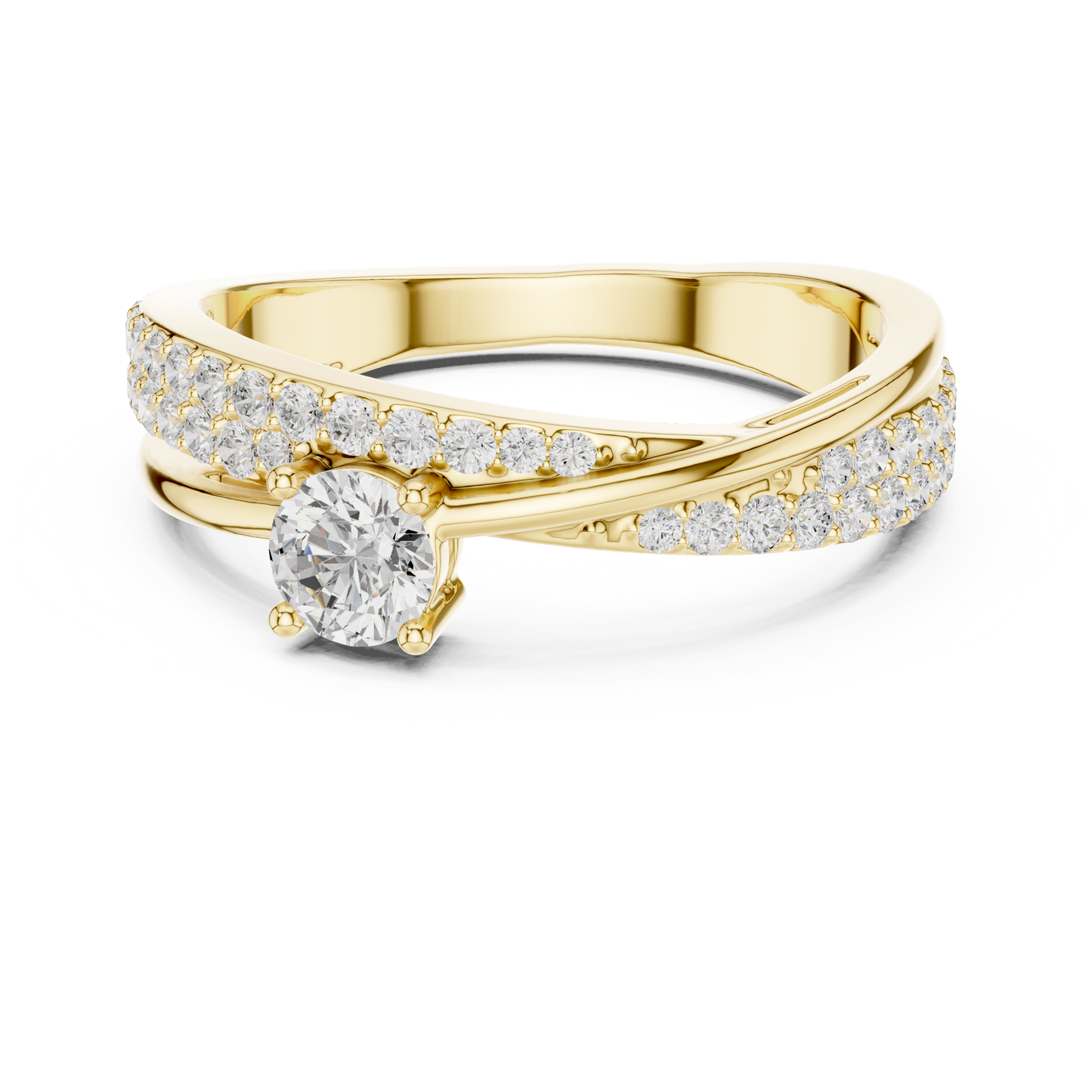 Celestial Cross Round Lab Diamond Split Shank Engagement Ring
