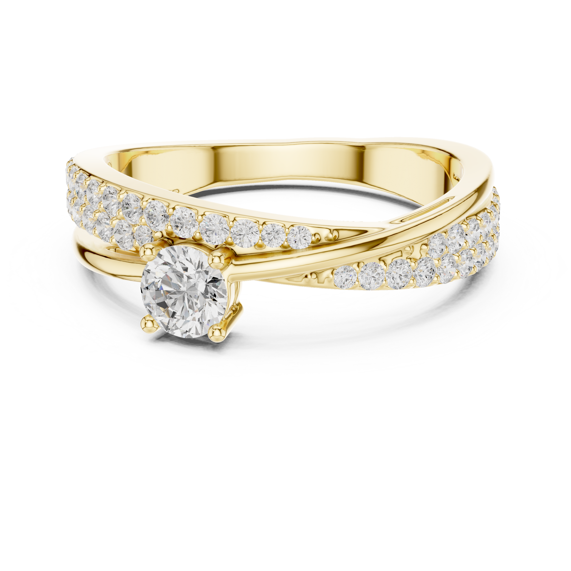 Celestial Cross Round Lab Diamond Split Shank Engagement Ring