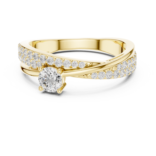 Celestial Cross Round Lab Diamond Split Shank Engagement Ring