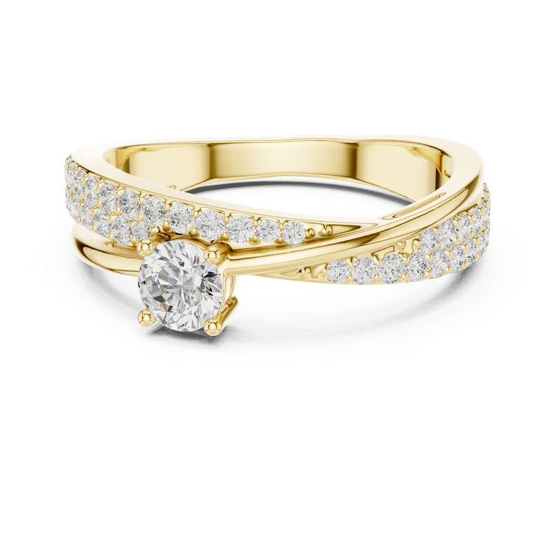 Celestial Cross Round Lab Diamond Split Shank Engagement Ring