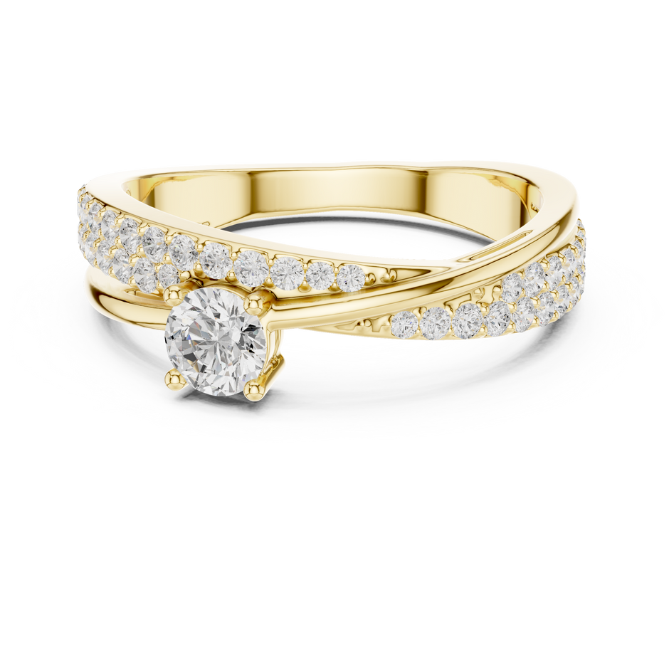 Celestial Cross Round Lab Diamond Split Shank Engagement Ring