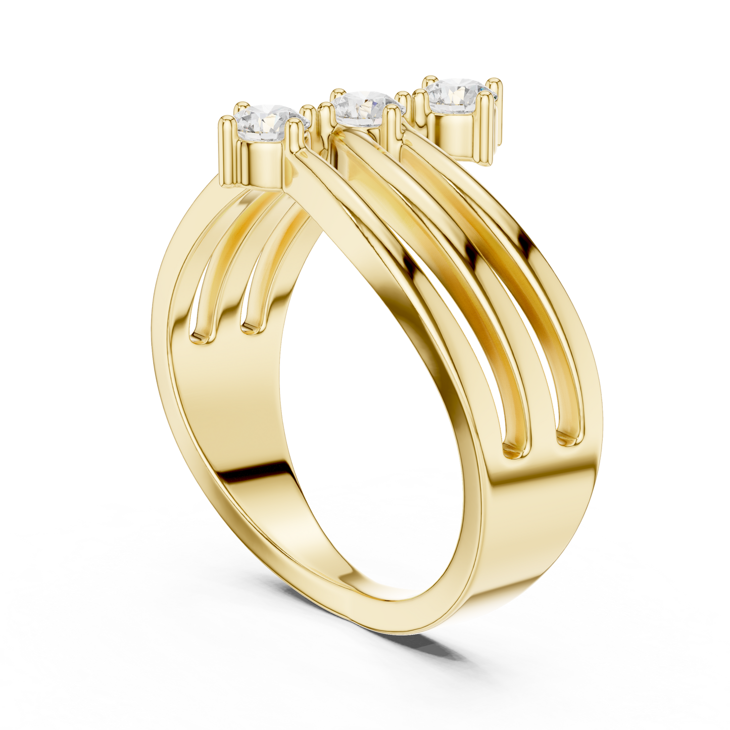 Three Drops of Light Lab Diamond Curved Ring