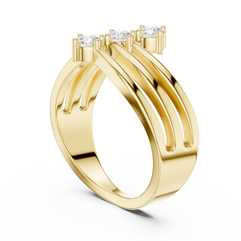 Three Drops of Light Lab Diamond Curved Ring
