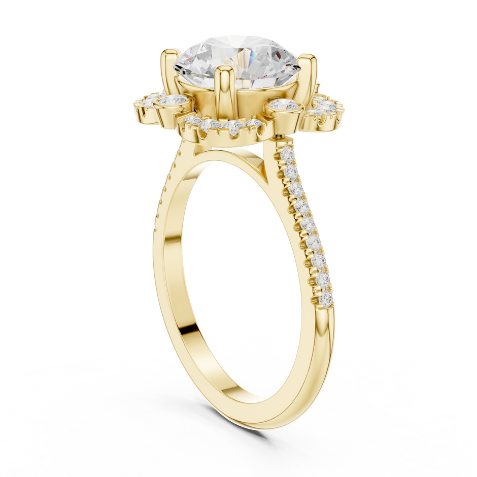 The Florescence Spark 2.5 Carat Round Lab-Grown Diamond Halo Ring
