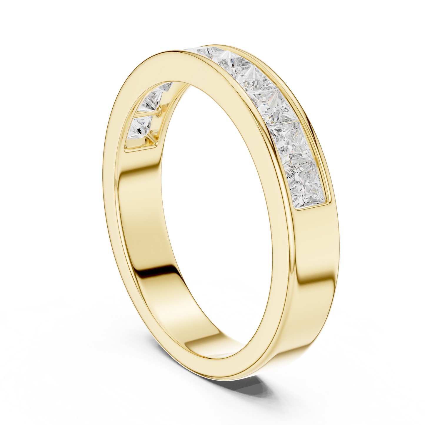 Princess Cut Channel Set Half Eternity Ring in 1 Carat Lab Diamond