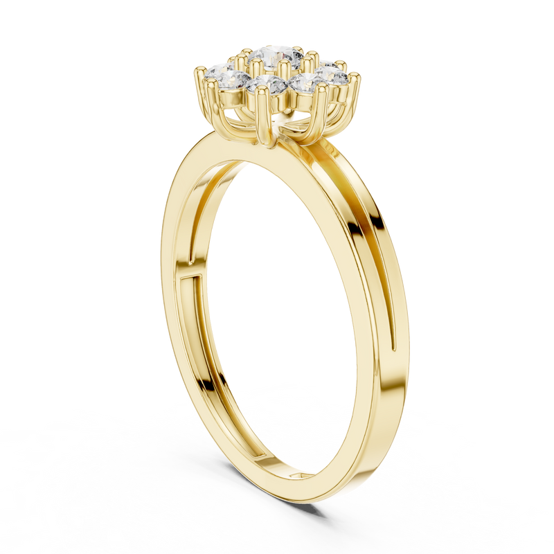 SoulShine Floral Cluster Split Shank Lab Diamond Ring in Yellow Gold – view 2