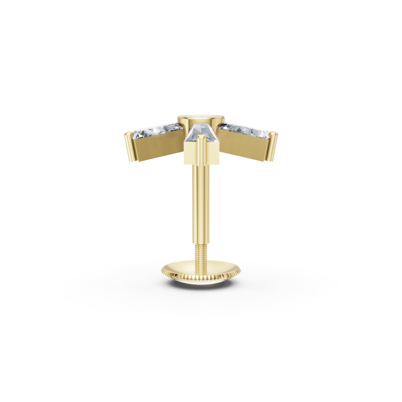 Geometric Floral Lab Diamond Nosepin in Yellow Gold – view 2