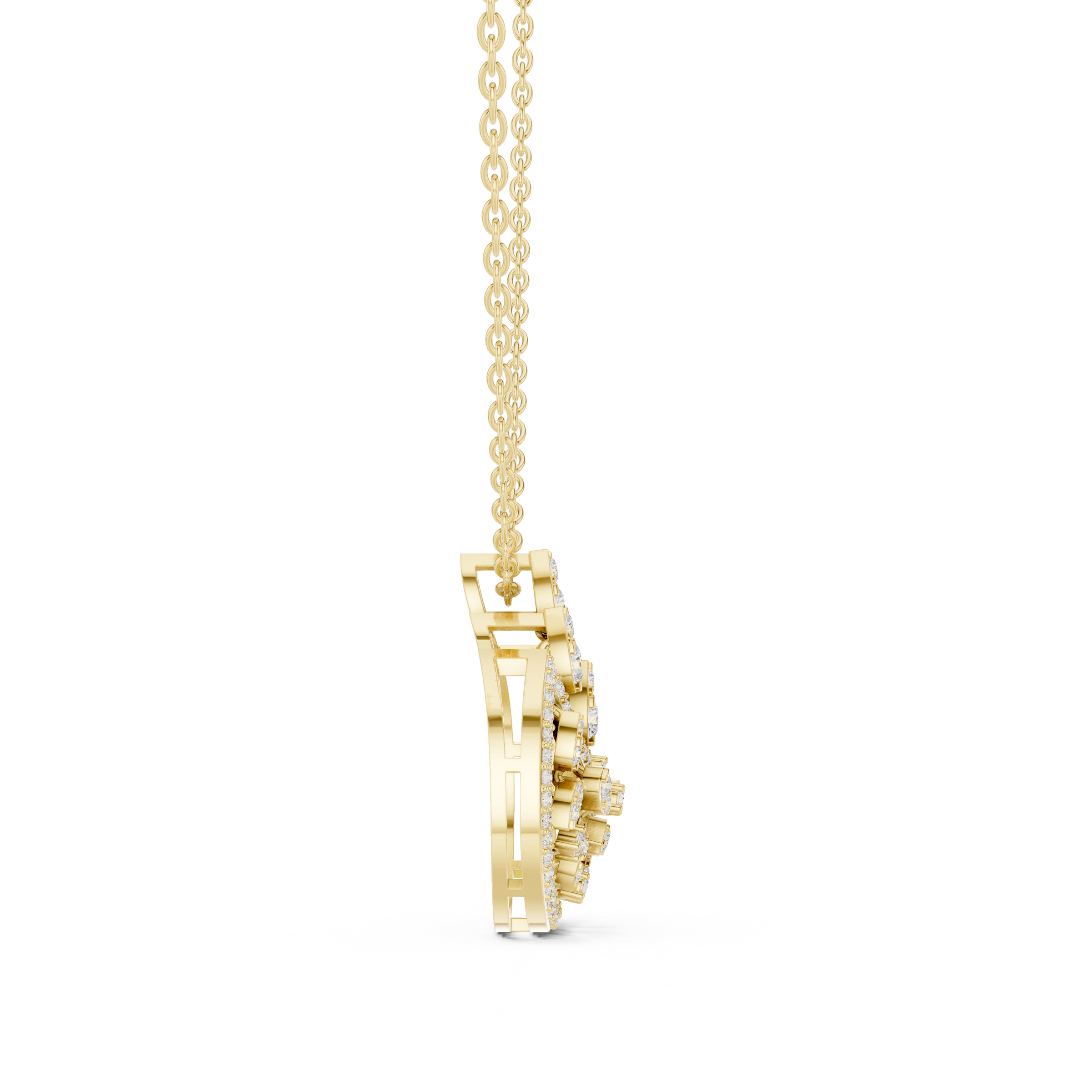 Lunar Awakening – Blooming Lab Diamond Crescent Pendant For Women