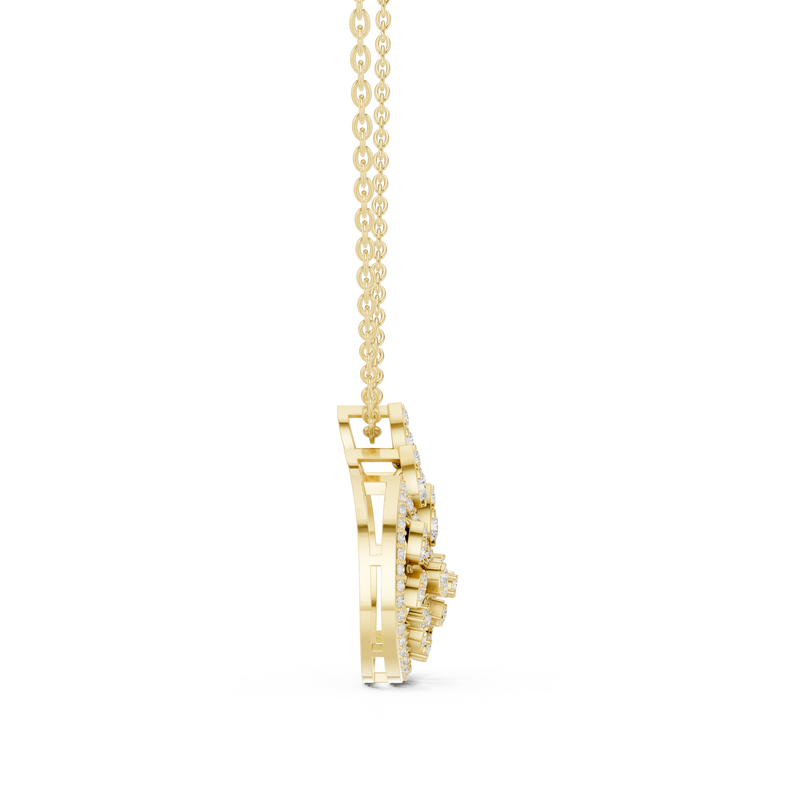 Lunar Awakening – Blooming Lab Diamond Crescent Pendant For Women