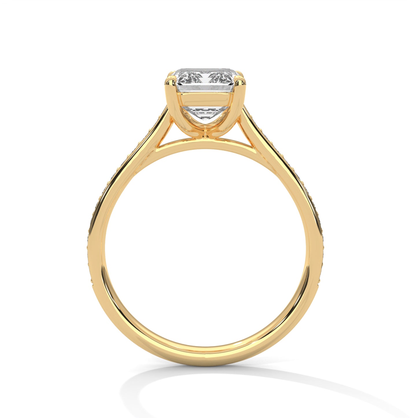 Celestial Emerald Spark Lab Diamond Ring – 2 Carat Solitaire with Pavé Side Band for Women