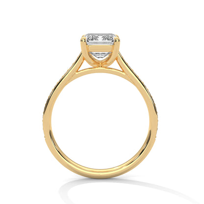 Celestial Emerald Spark Lab Diamond Ring – 2 Carat Solitaire with Pavé Side Band for Women