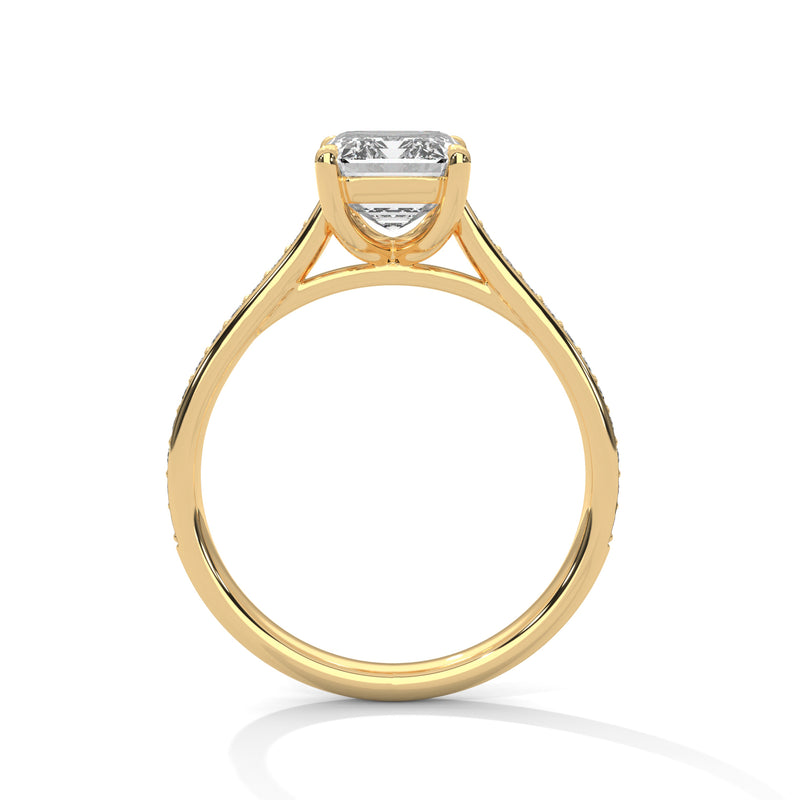 Celestial Emerald Spark Lab Diamond Ring – 2 Carat Solitaire with Pavé Side Band for Women