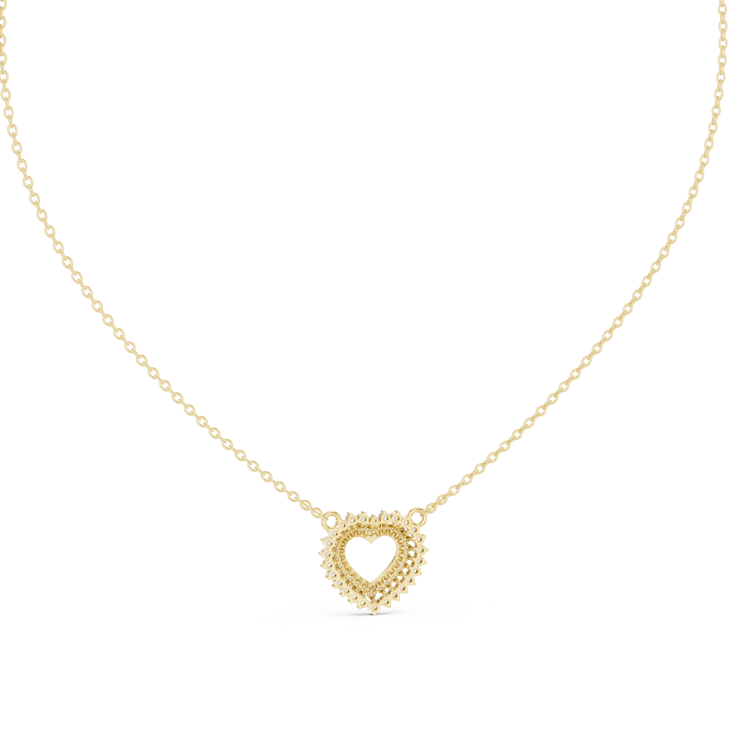 Twinkling Halo Heart Pendant Lab Diamond Necklace