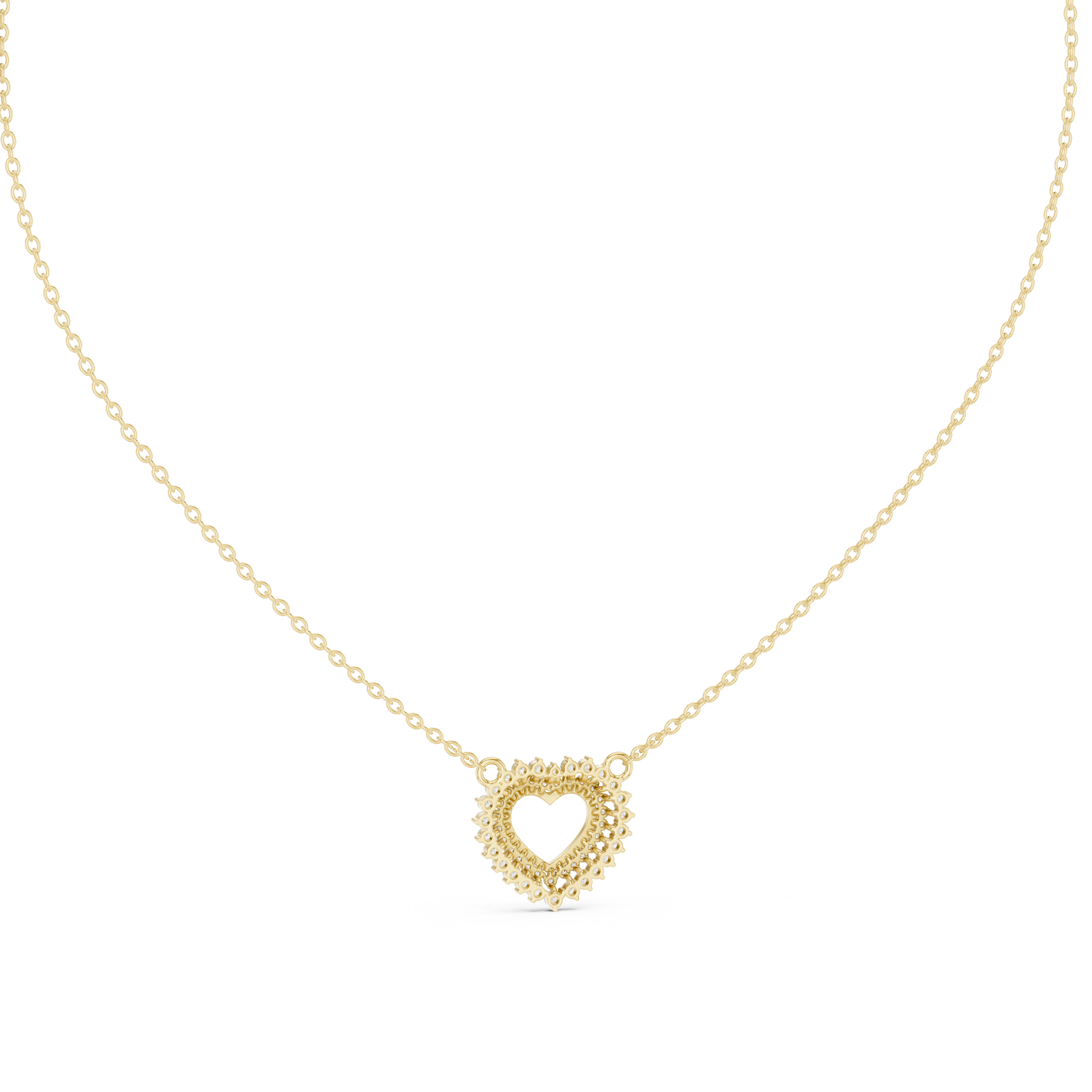 Twinkling Halo Heart Pendant Lab Diamond Necklace