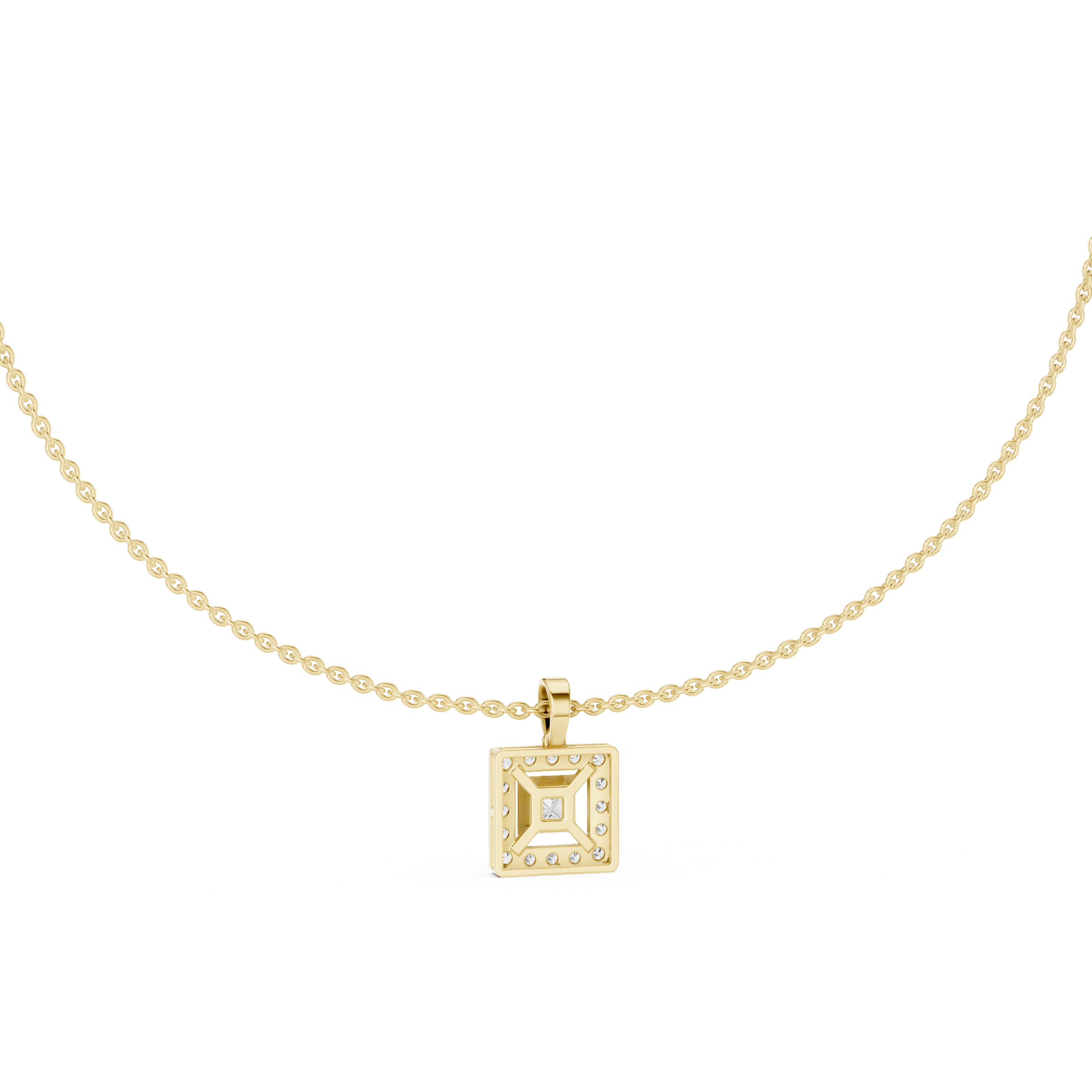 Royal Minimalism Halo Princess Pendant Necklace in Lab Diamonds