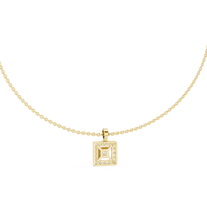 Royal Minimalism Halo Princess Pendant Necklace in Lab Diamonds