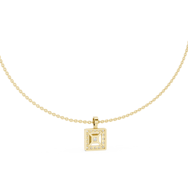 Royal Minimalism Halo Princess Pendant Necklace in Lab Diamonds