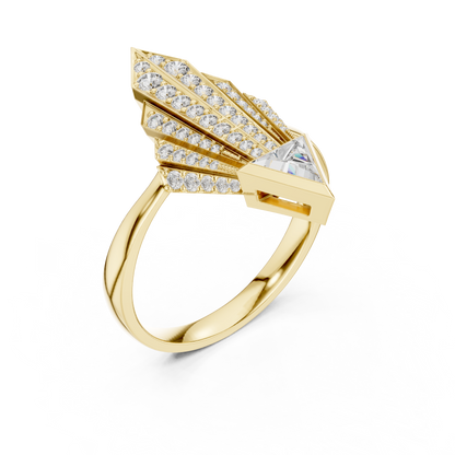 Empire Arrow Lab Diamond Ring – Bold Designer Statement for Party Queens